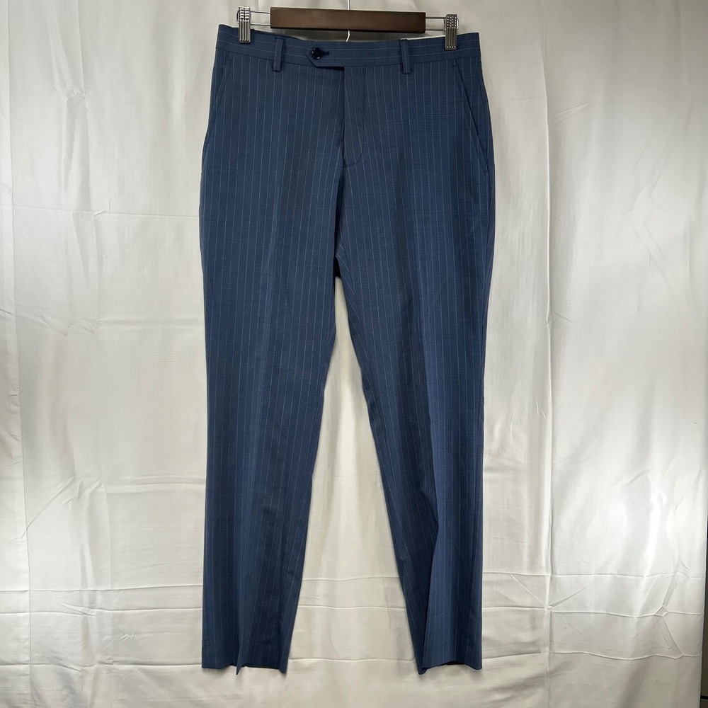 Michael Strahan Collection Dress Pants Mens 30W x‎ 30L Blue Pinstripe Modern Fit